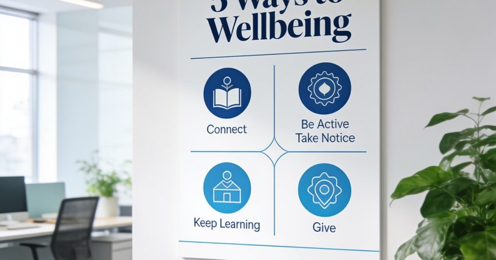 5 ways to wellbeing poster: Simple Steps to Improve Your Daily Mental Health